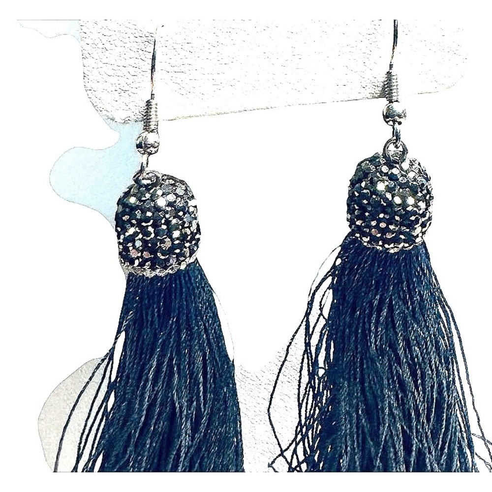 Tassel‎ Earrings Rhinestone Ball Dangle Drop Fashion Jewelry - Picture 2 of 2